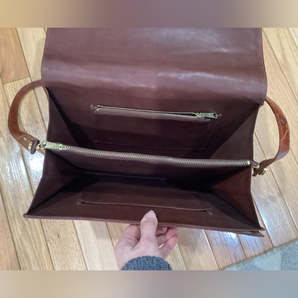Vtg 1950-60s, Brown Crocodile-Embossed women’s handBag, purse - Picture 8 of 11